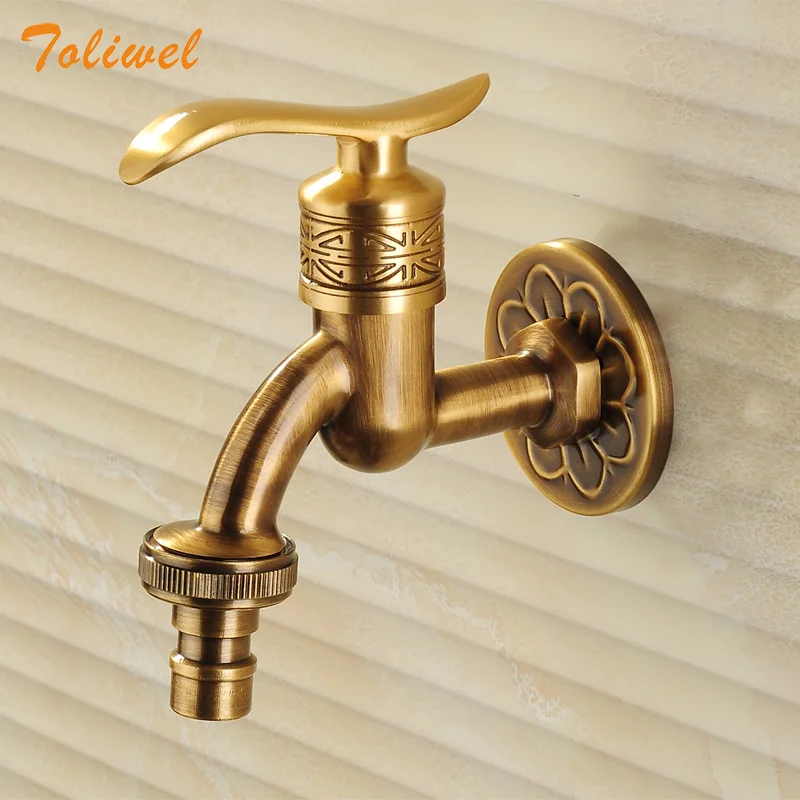 Antique Brass Bathroom Wall Mount Sink Basin Cold Water Faucet Tap G 1/2 Inch Outdoor Garden Hose Faucet Mop Sink tap TWL031