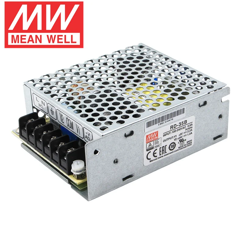 MEAN WELL RD-35B 35w Dual Output Power Supply AC to DC 5V 4A 12V 24V Meanwell Switching Power Supply Unit Replaced NED-35B/D-30B