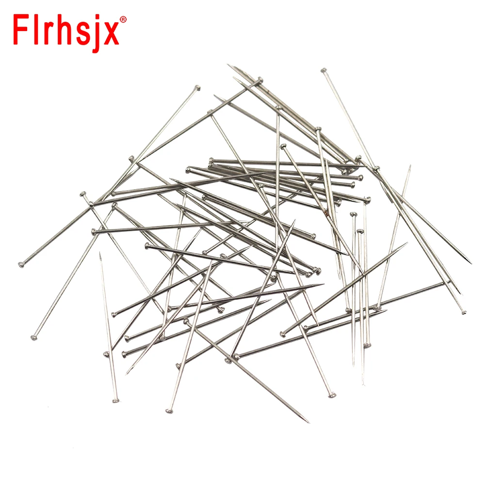 FLRHSJX 1000pcs 31mm Sewing Pins Stainless Steel Head Pins Fine Satin Pin Straight for Jewelry Making DIY Fabric Sewing Supplies