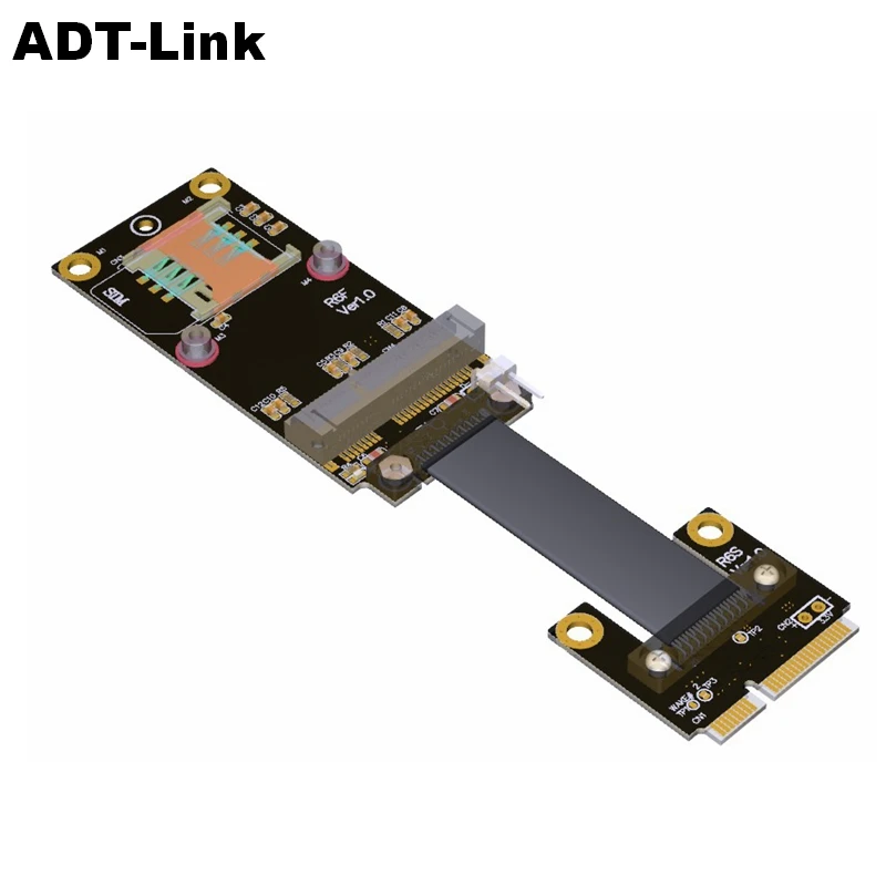 

MPCIe в PCIe x1 Удлинительный кабель, адаптер-удлинитель ADT-Link mini PCI-e (мини-карта) mPCIe mSATA