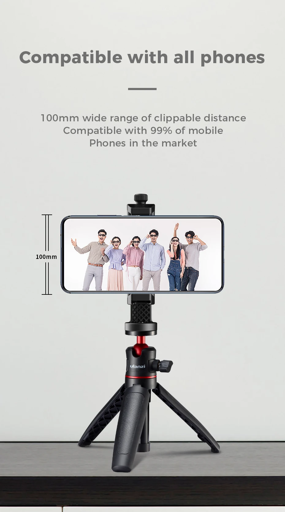 Ulanzi ST-17 Telefon halter vertikal horizontal 360 ° einstellbare Telefon halterung mit kaltem Schuh 1/4 ''Stativ adapter für Telefon – Detail 5