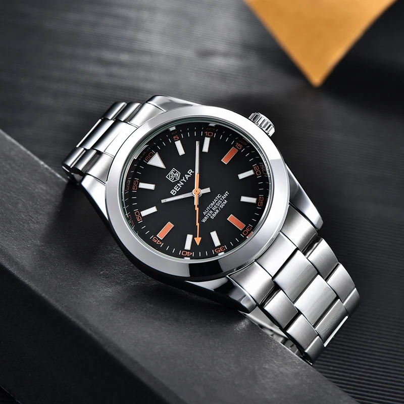 BENYAR Mechanical Mens Watches Fashion Stainless Steel Sport Automatic Watch Men 2023 Brand Luxury Waterproof Clock reloj hombre