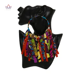 Summer African Earrings Fashion Women Africa Handmade Statement Circle Jewellery Print Wax Fabric Accessories