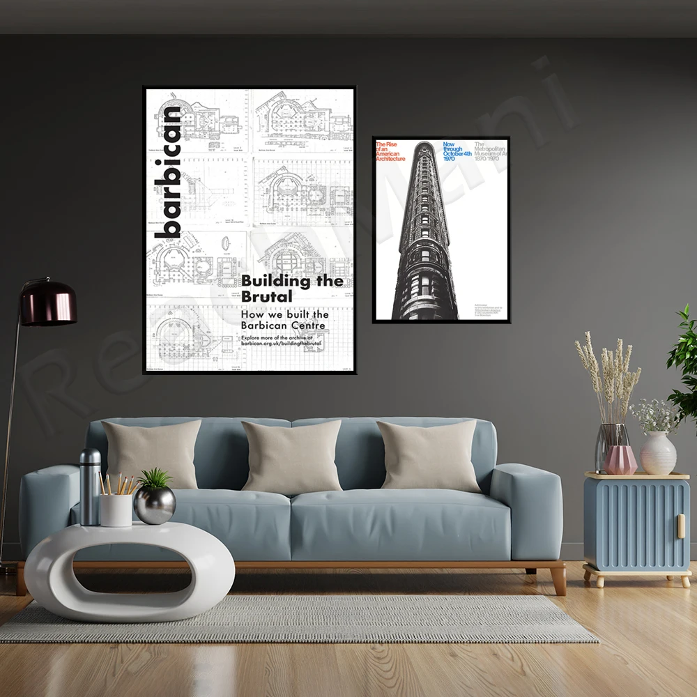 Barbican Center Project Archives View construction drawings, posters of American architecture featuring the Flatiron Building in