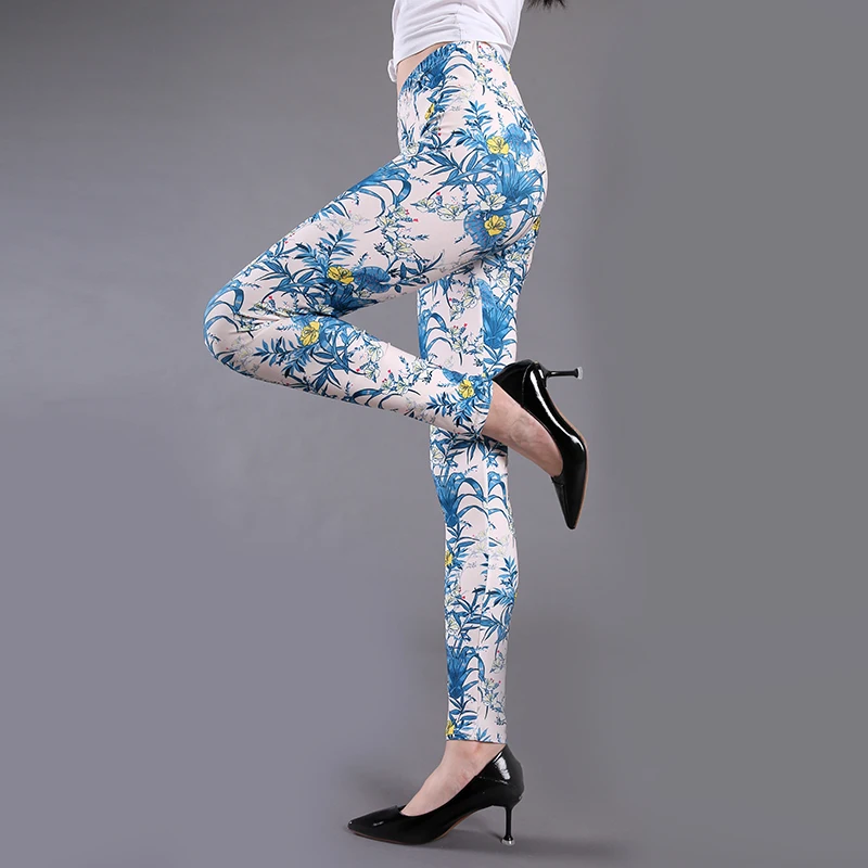 Spring and Summer Outdoor Sport Women's Pants Silky Printed Leggings Plaid Flower High Slimming Stretch yoga trousers Jeggings