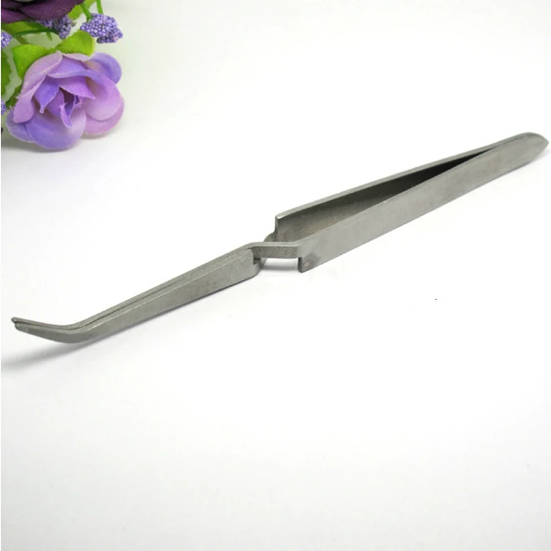 Cross Lock Stainless Steel Reverse Action Curved Straight Tweezer Acrylic Nail Shaping Tweezers Maintenance Hand Tools