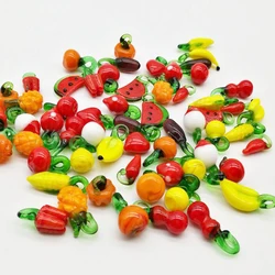 15-51pcs/Lot Glass Charms Cherry Strawberry Fruit Vegetable Pendant For Jewelry Diy Making Earrings Keychain Vintage Accessories