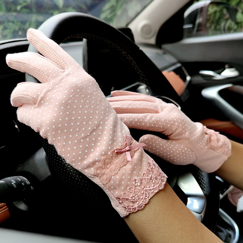 New Fashion Womens Spring Summer Non-slip Lace Finger Gloves Wholesale Outdoor Touch Screen Driving Gloves