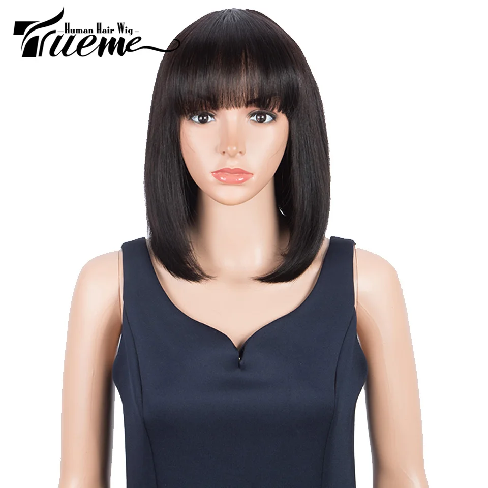 

Trueme Bob Wig Human Hair Wig With Bangs Remy Brazilian Ombre Blonde Human Hair Wigs For Women Colored Full Machine Human Wigs