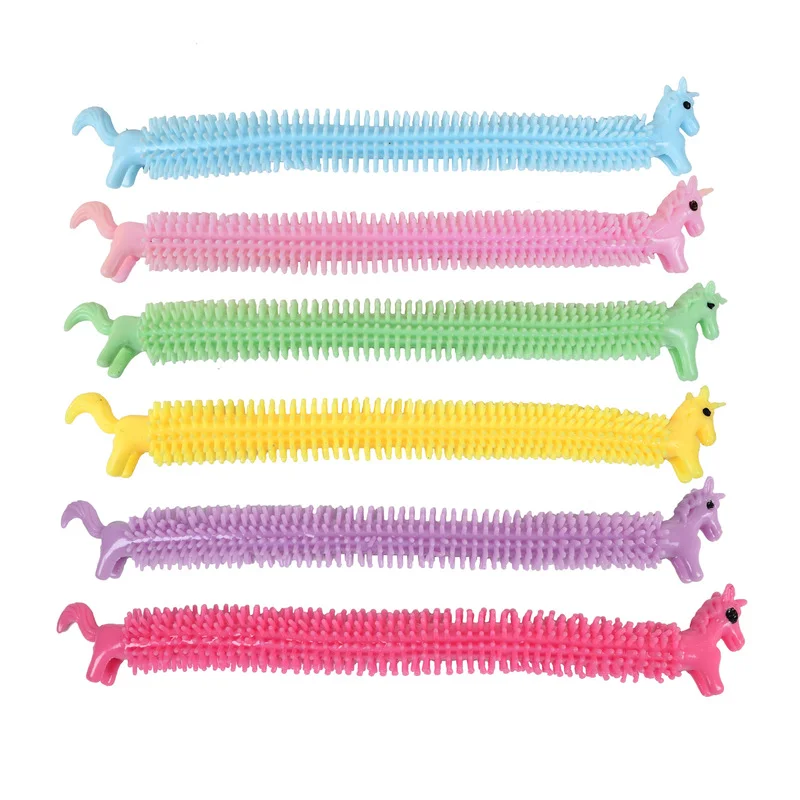 3/6pcs Worm Noodle Stretch String TPR Rope Anti Stress Toys String Fidget Autism Vent Toys Squishy for Children Christmas Gifts