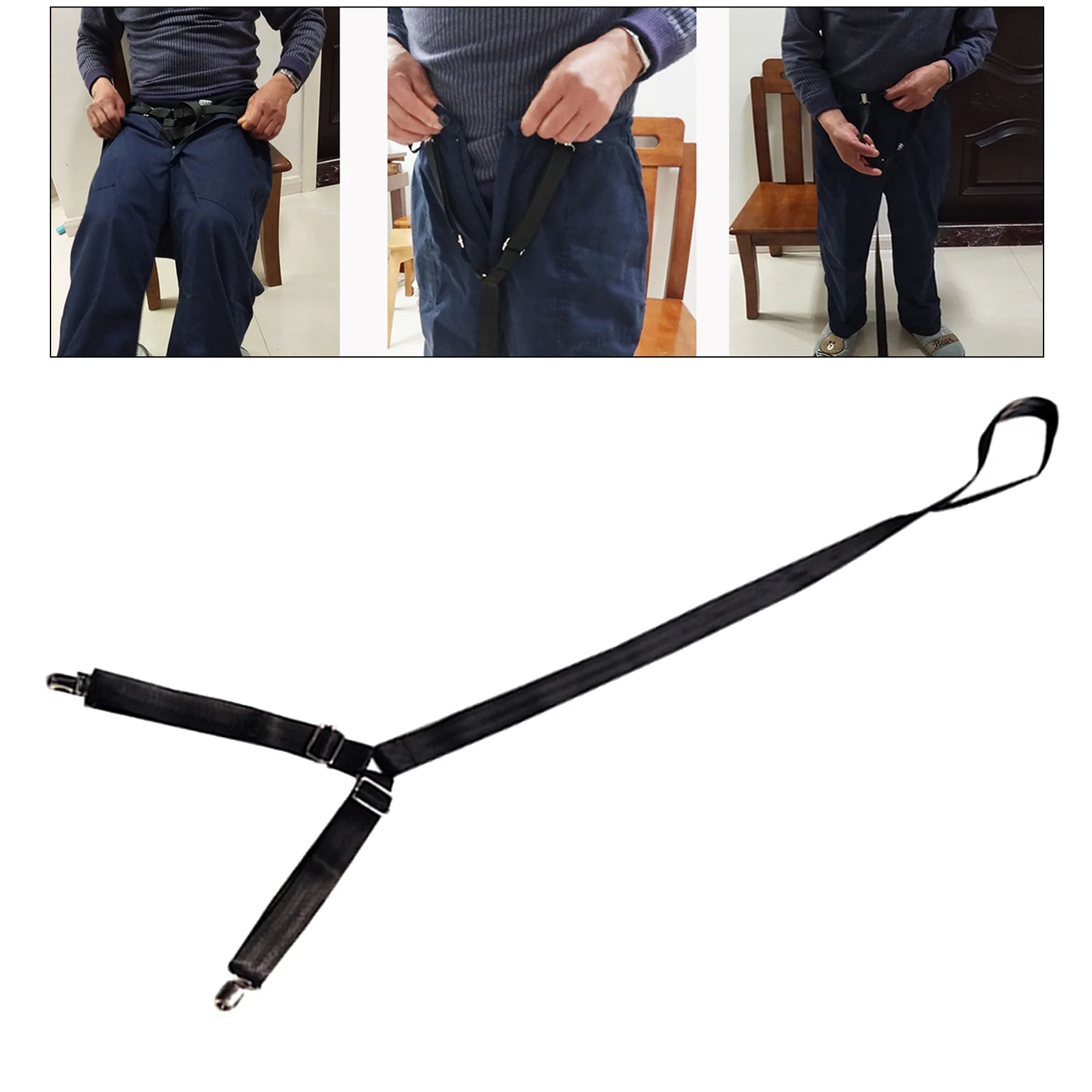 Easy to Place Clip and Pull Dressing Aid Strap Pants Assist Aids for Elderly Seniors Adjustable 99-115CM Black