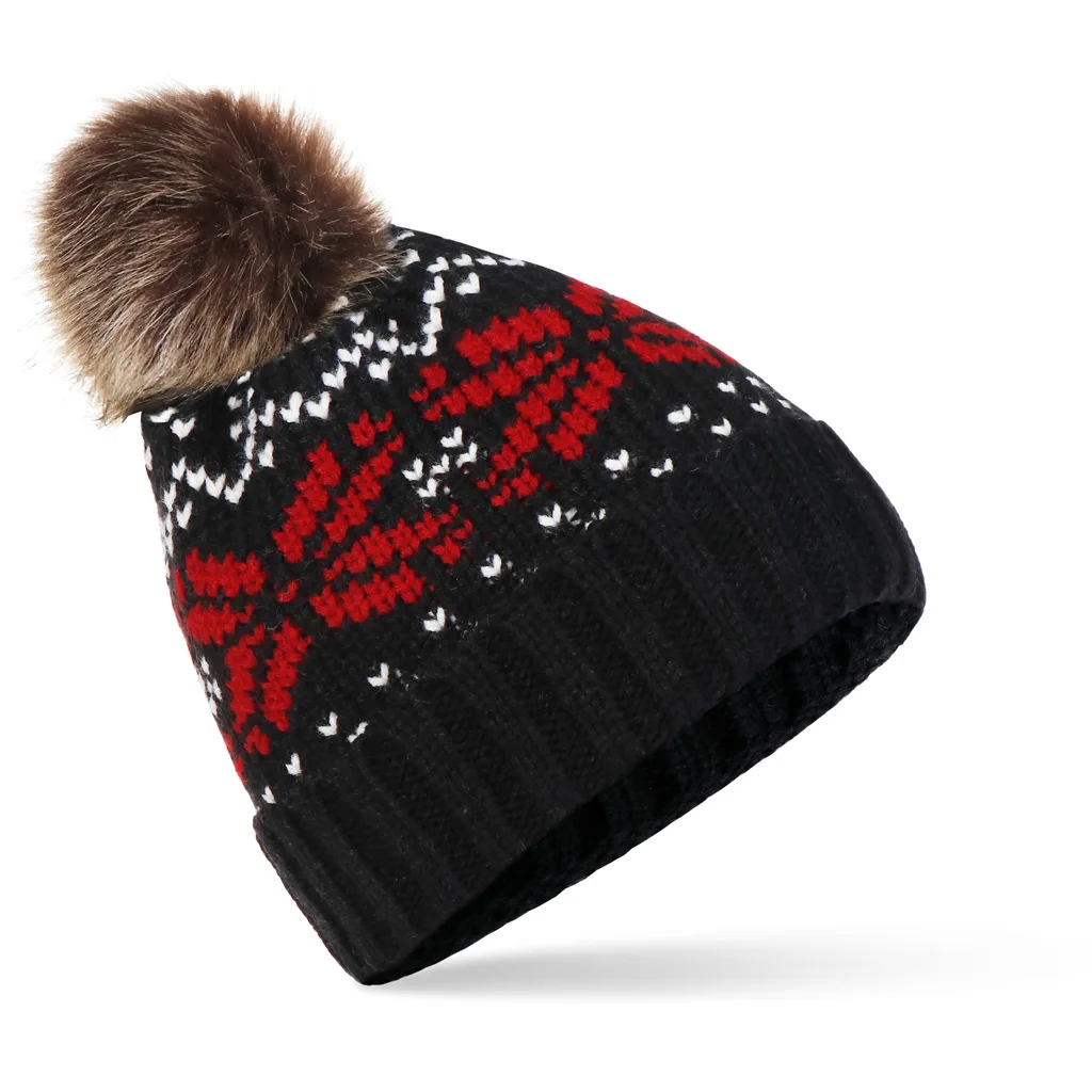 Knitted Winter Hats for Women Men Lover Couple Chirstmas Snow Beanie Retro  Baggy Pompom Thick Warm Cap