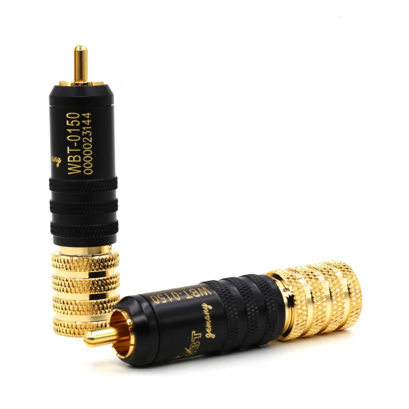 Adaptador de enchufe RCA de WBT-0150, enchufe de alta fidelidad, conector RCA, Terminal de enchufe de Audio, cobre chapado en oro con bloqueo de tornillo