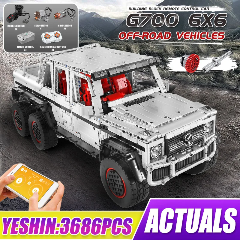 Mould King 13061 Technik Motorized G700 6x6 SUV Truck Remote Controlled 3686Pcs Building Blocks Model Toys for Children