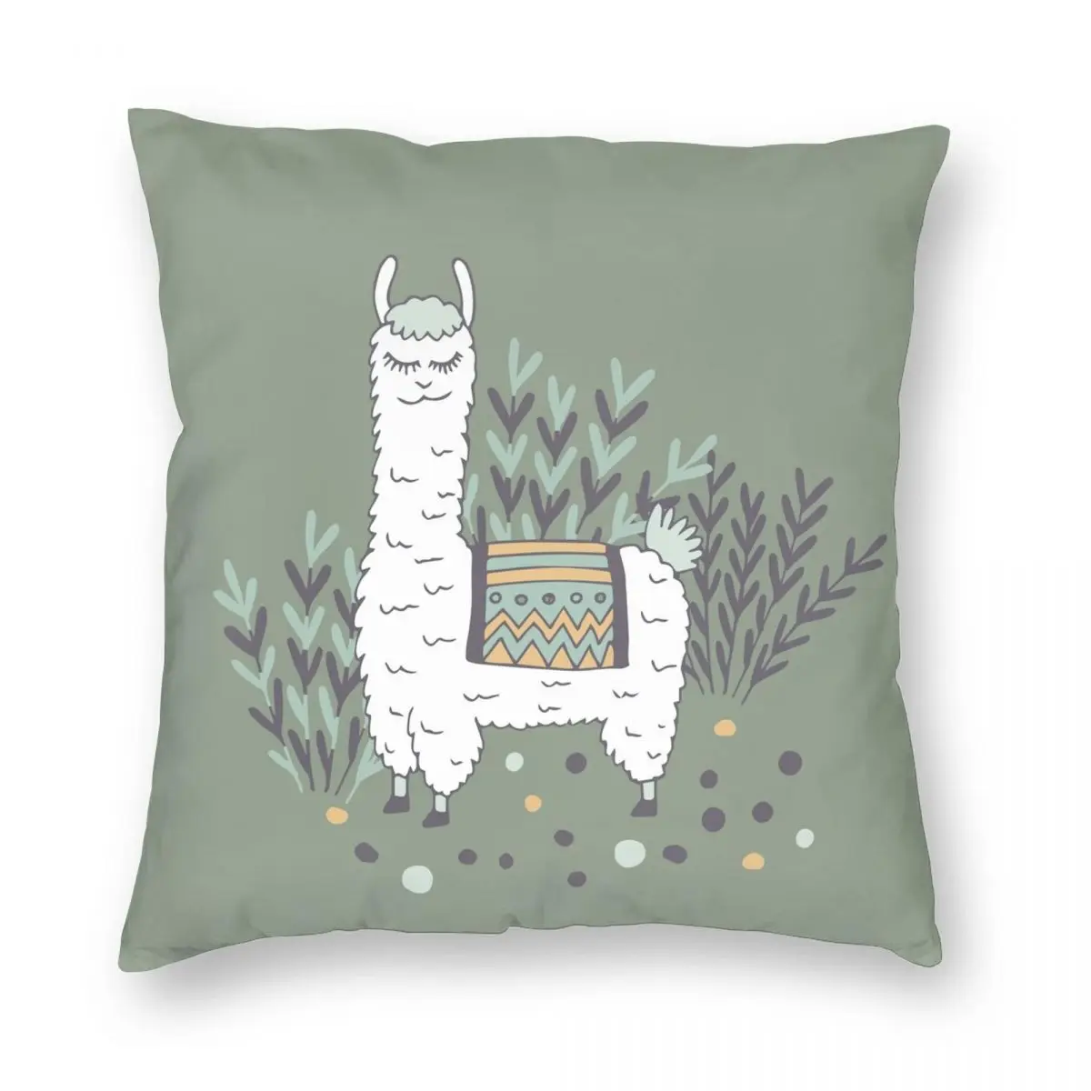 

Smug Llama Pillowcase Polyester Linen Velvet Printed Zip Decor Throw Pillow Case Car Cushion Case