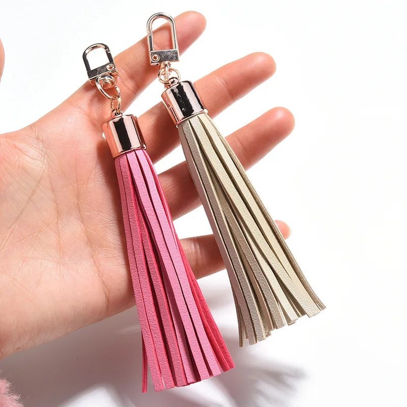 1Pcs Alloy Buckle Keychain Leather Tassel Pendants DIY Crafts Materials Garments Phone Jewelry Decor Fringe Bag Trim Accessories