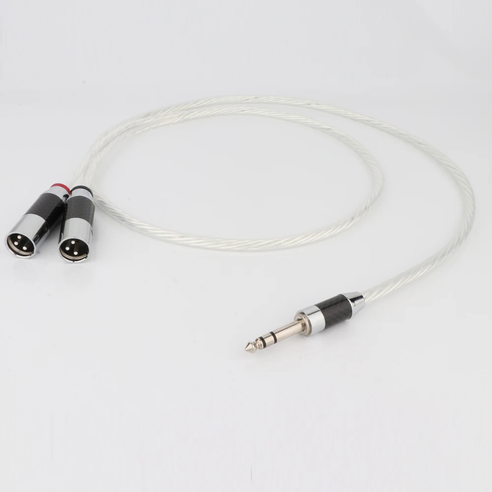 HIFI 6 Cores OCC copper Silver Plated 6.35mm to Dual 2x 3pin Male XLR/RCA Connector