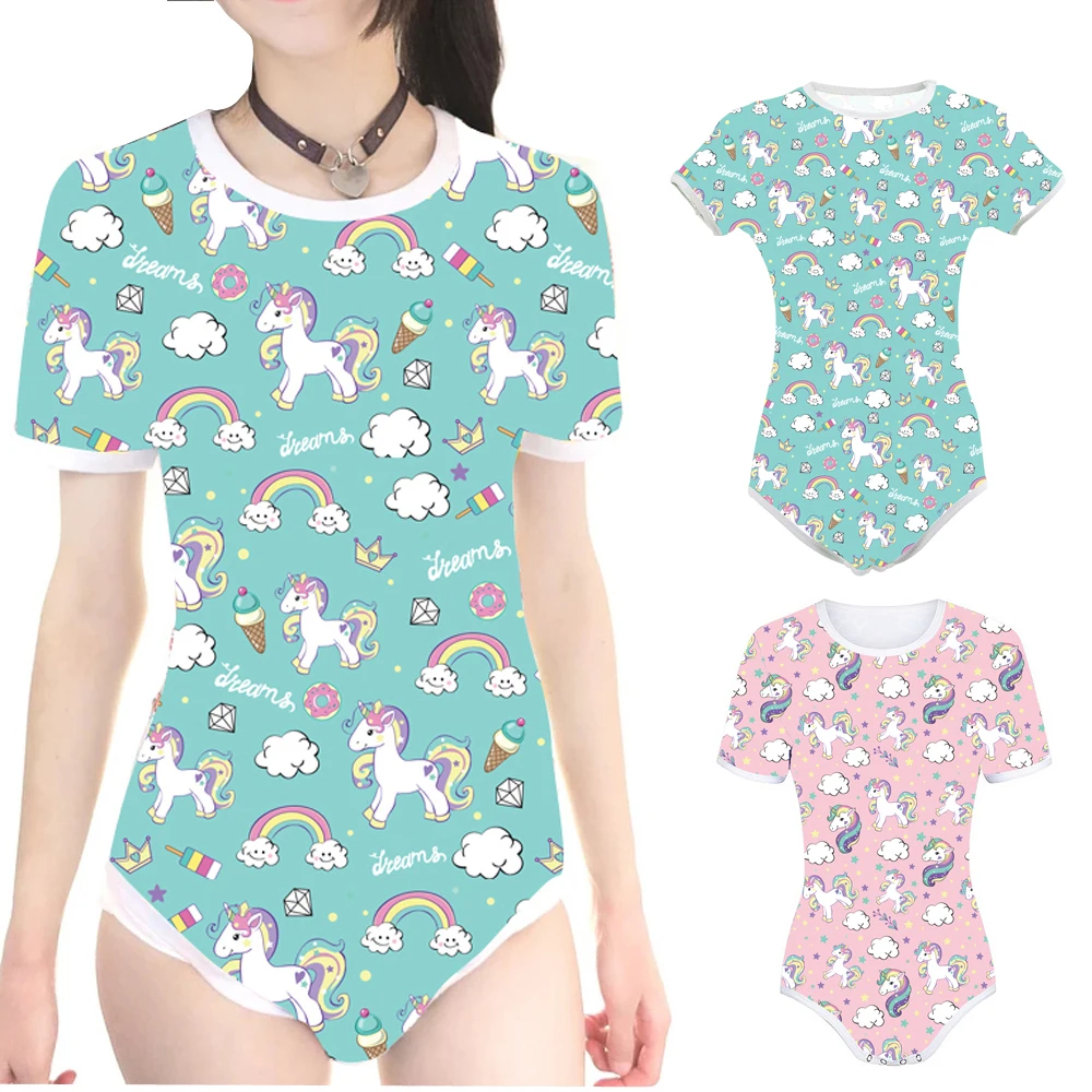 Adult Baby Diaper Lover(ABDL) Snap Crotch Little Unicorn Onesie Romper