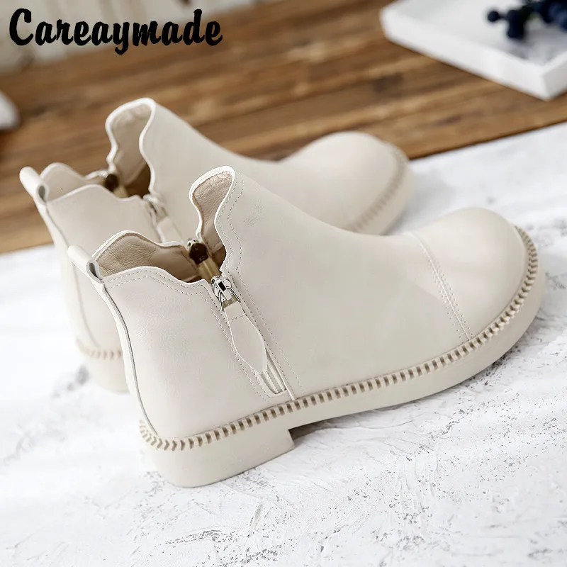 Careaymade-stivali caldi letterari stivali da donna con cerniera alla moda stivali corti stile college comodi stivali autunnali belli casuali