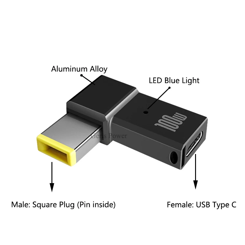 100W Laptop Charger Connector Type C Adapter for Dell Hp Asus Lenovo Acer Dc Plug Connector USB C to DC Jack Plug Converter