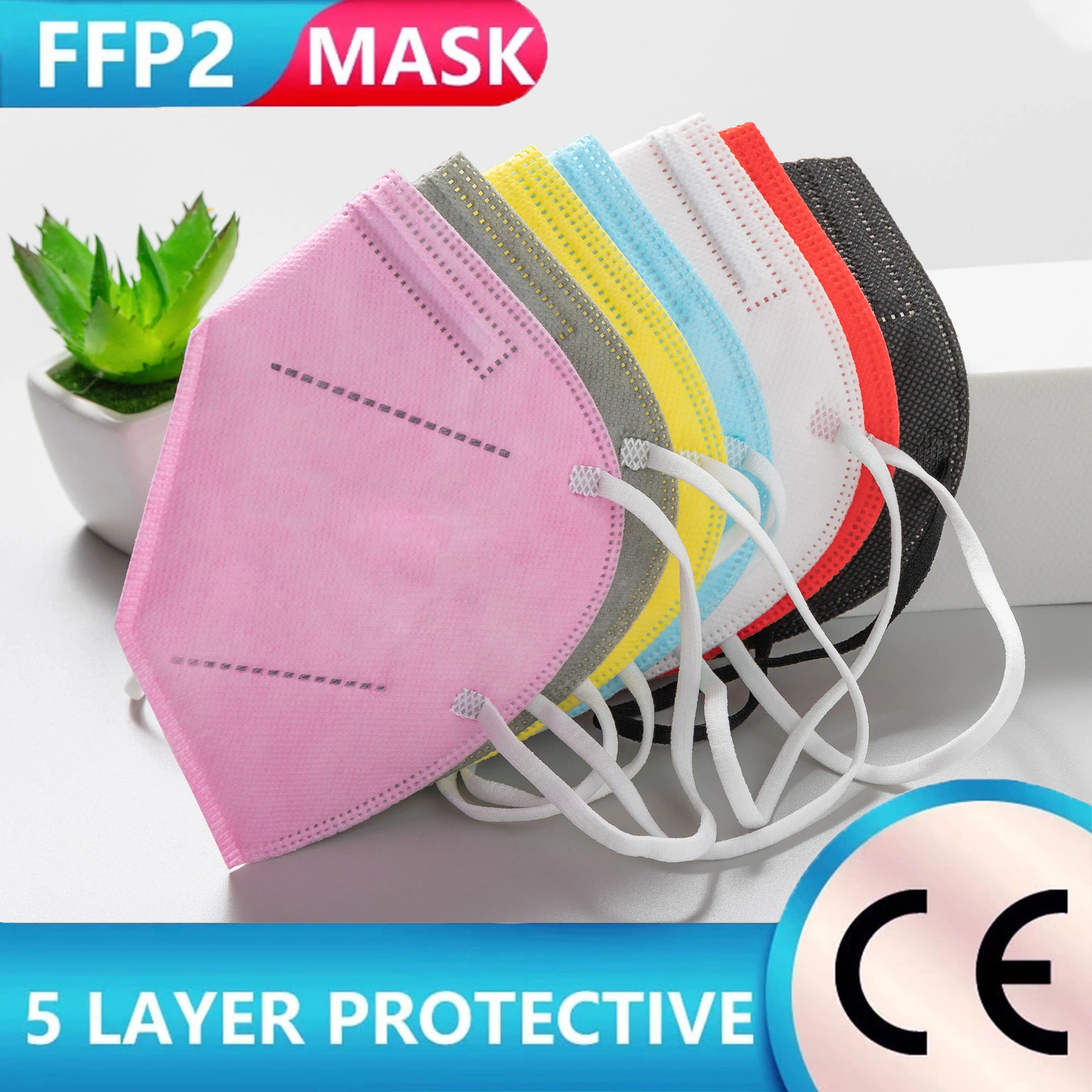 

10-100pieces KN95 Mascarillas FFP2 Negras 5 Layers Reusable ffp2mask CE Approved FPP2 Homologada KN95 Respirator fpp2 Mask PM053