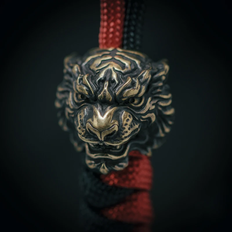 Original Northeast Tiger Knife Beads Handmade Tiger Head Pendant Outdoor EDC Survival Paracord Beads