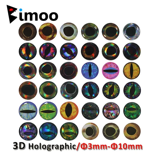 Bimoo 183/69 Uds nuevos ojos de pez epoxi holográficos 3D 4D para atado de moscas serpentinas Señuelos de pesca madera plástico fabricación de señuelos 3mm -10mm