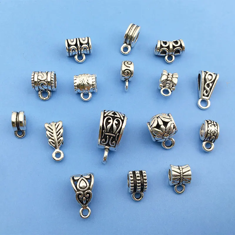 30pcs/Lot Antique Silver Charm Beads Pendant Clasp Connectors for Bracelet Necklace Jewelry Making Craft Accessories DIY Jewelry