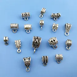 30pcs/Lot Antique Silver Charm Beads Pendant Clasp Connectors for Bracelet Necklace Jewelry Making Craft Accessories DIY Jewelry