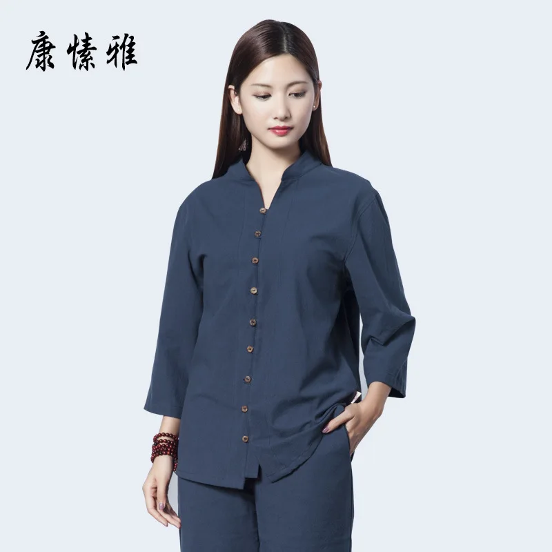 spring summer Women Yoga Set Cotton Linen Loose Yoga Shirt Wide Leg Yoga Pant Meditataion Uniform Tai Chi Martial Arts Yoga Suit