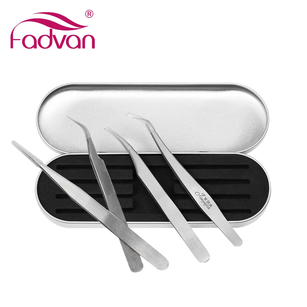 Professional 4 pcs/set Tweezers for Eyelash Extension Tweezer Volume/Individual/Easy Fanning Eye Lashes Grafting Kits