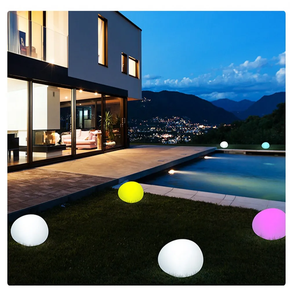 Rechargeable LED illuminated Pebble Stone Light Lamp RGB Landscape Night Light Walkway Path Garden Outdoor Poolside Home Decor