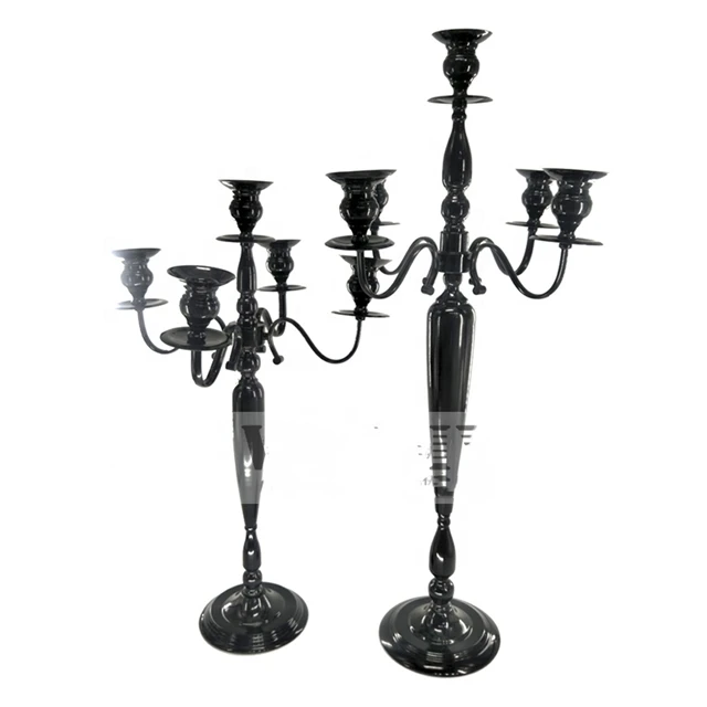 12pcs)Centerpieces Candelabra candle holder  black 5  Arms Wedding candlestick  yudao1796