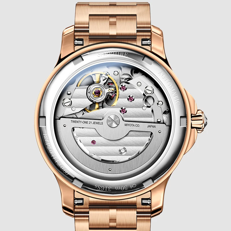 LOBINNI простые модные женские часы водонепроницаемые часы керамический ремешок из розового золота автоматические механические часы со светящимися стрелками женские часы