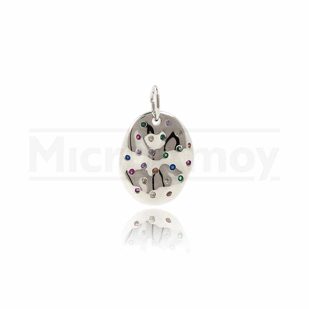 CZ Oval Pendant Cubic Zirconia Geometric Necklace is Suitable for Jewelry Production 22x15x2mm