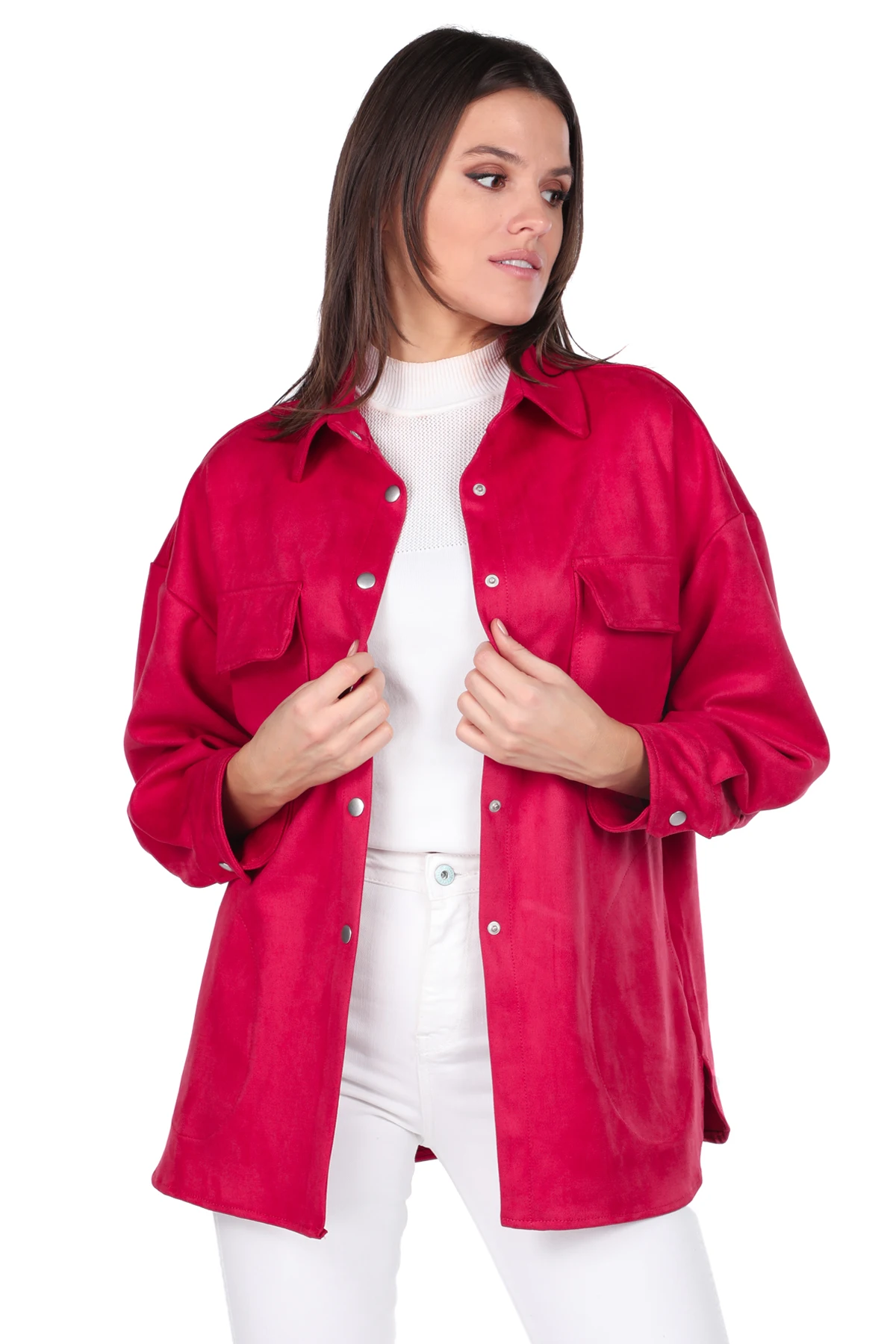 Pomegranate Blossom Suede Women Jacket