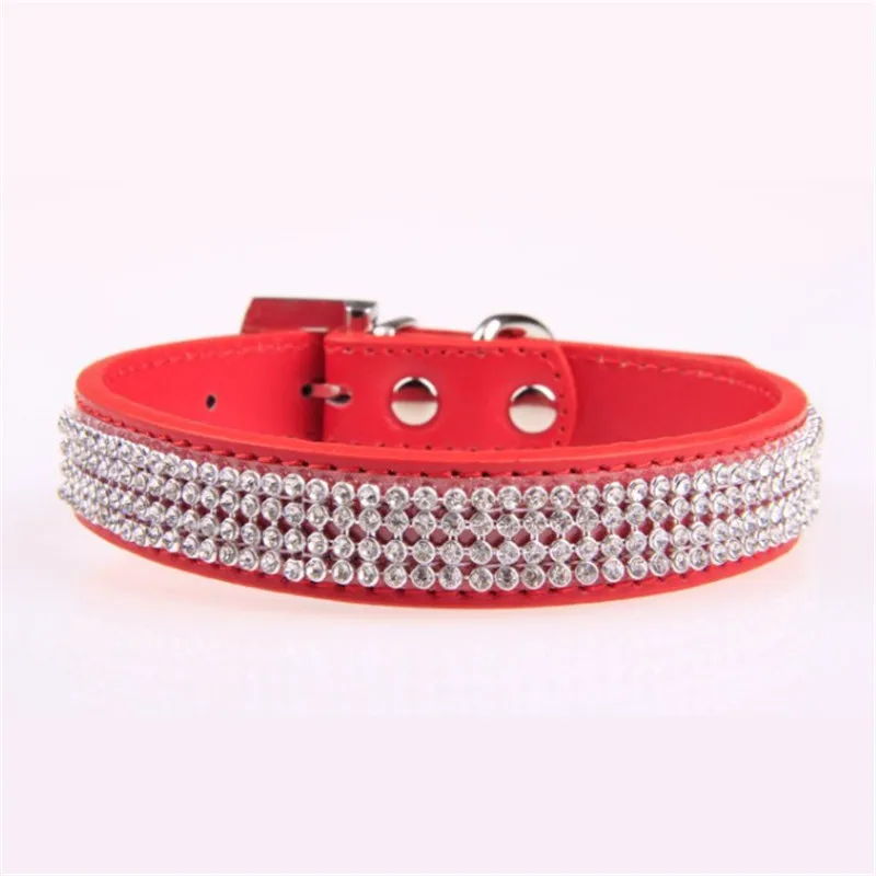 Bling Rhinestone PU Leather Crystal Diamond Puppy Collar Pet Dog Collars Pets Supplies Dog Accessories
