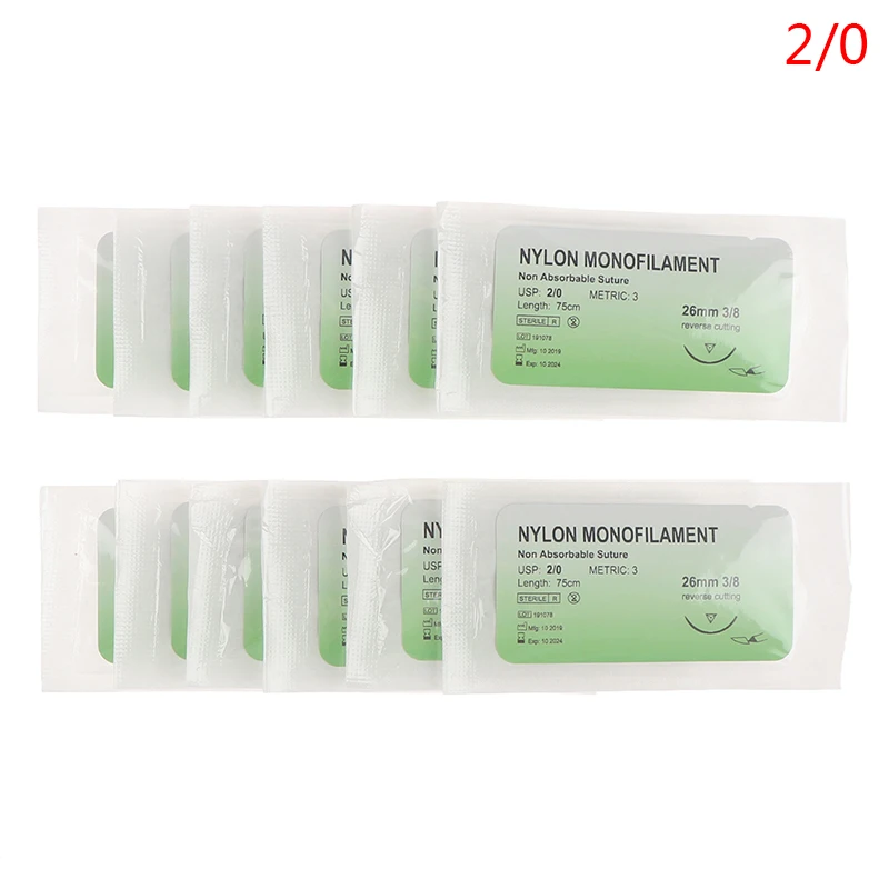 12Pcs/set Nylon Monofilament Medical Thread With Needle Suture Training Practice 75cm to Improve Medical Technique Exercise Tool