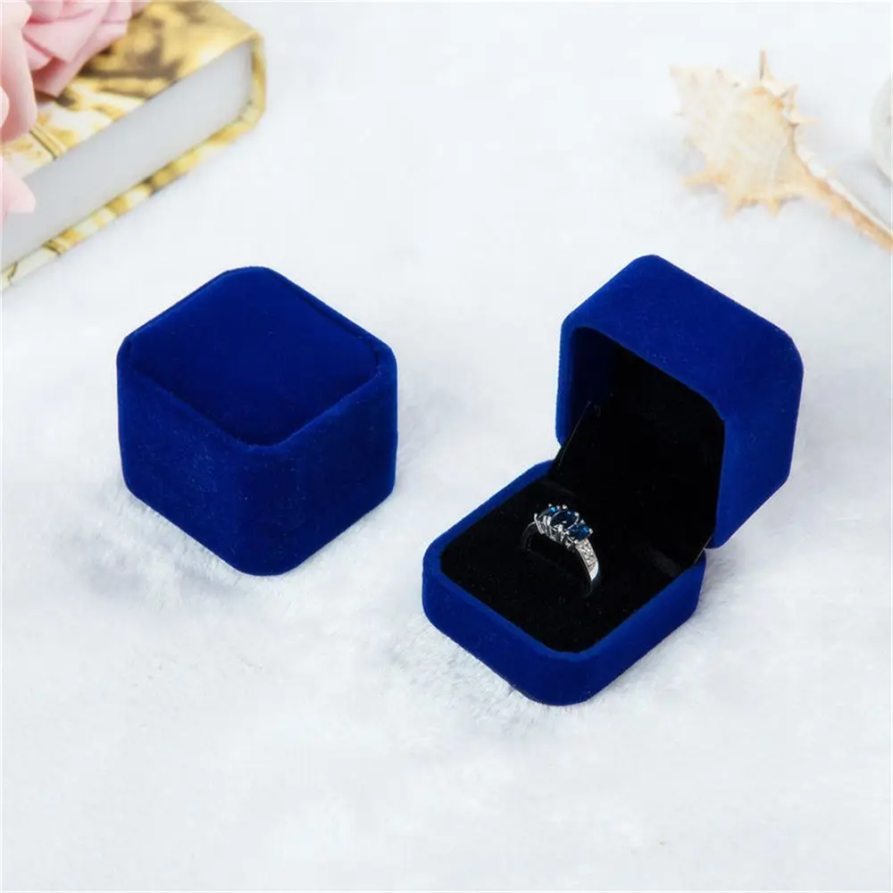 Samt Schmucks cha tulle achteckige Ohrring Ring Box Ehering Box Schmuck Display Inhaber Veranstalter Lagerung Geschenk verpackung Fall