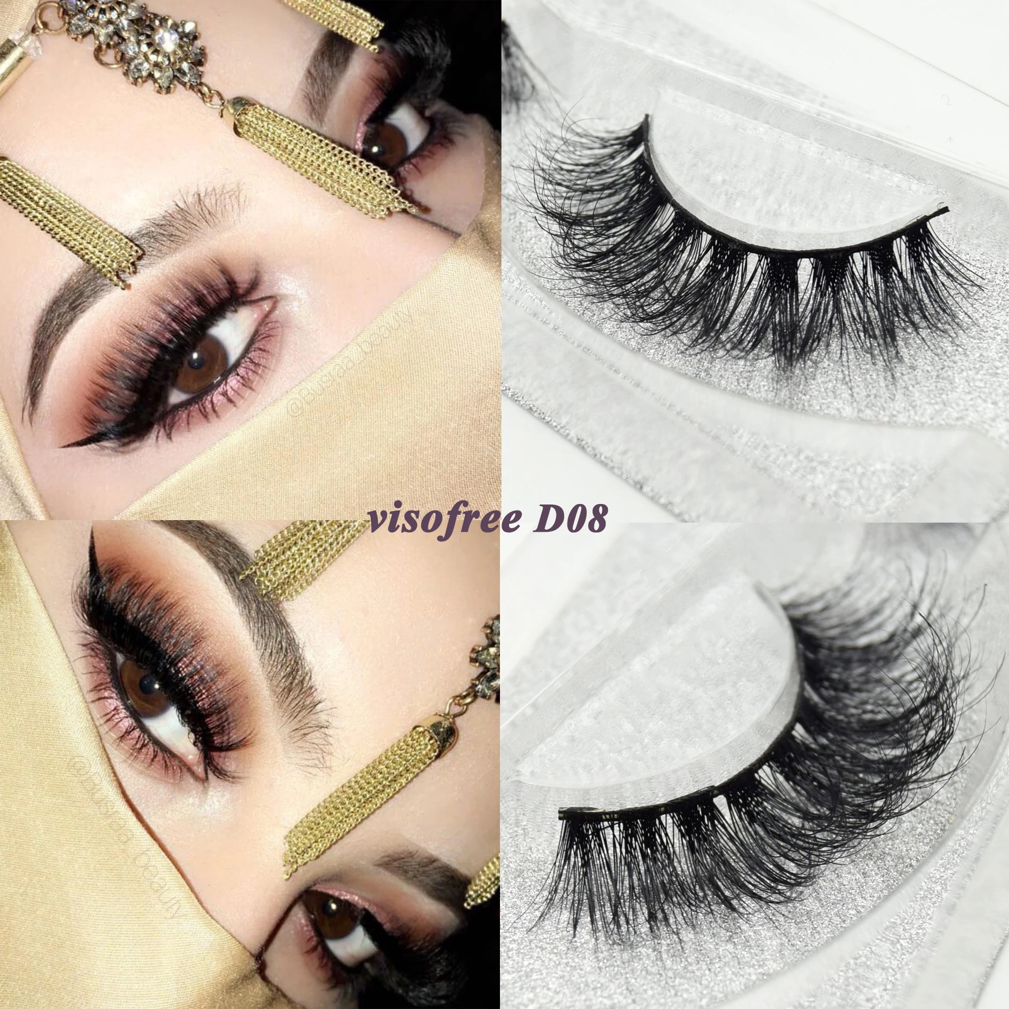 Visofree Eyelashes 3D Mink Eyelashes Long Lasting Mink Lashes Natural Dramatic Volume Eyelashes Extension False Eyelashes D08