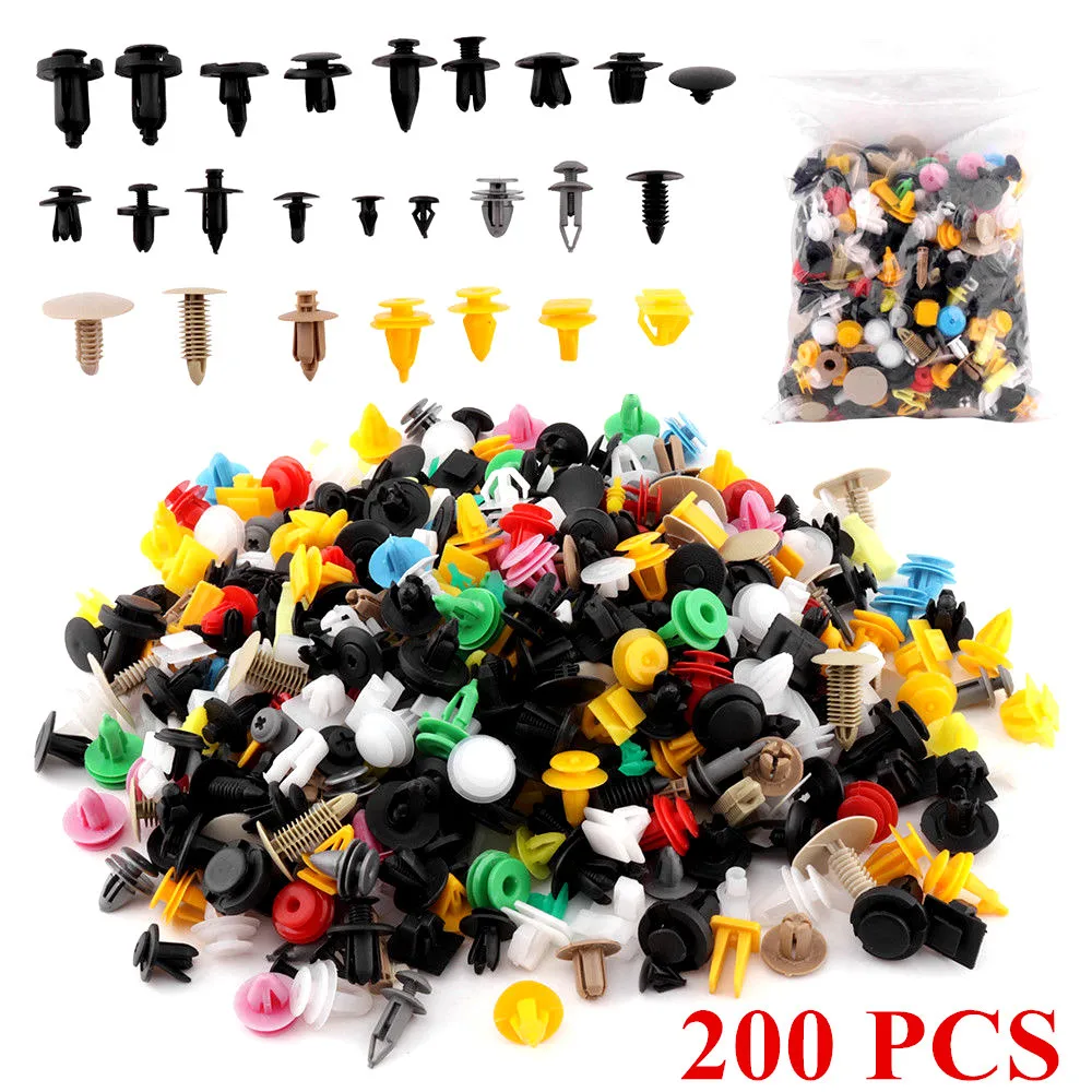 200pcs Car Mixed Universal Door Trim Panel Clip Fasteners Auto Bumper Rivet Retainer Push Engine Cover Fender Fastener Clip