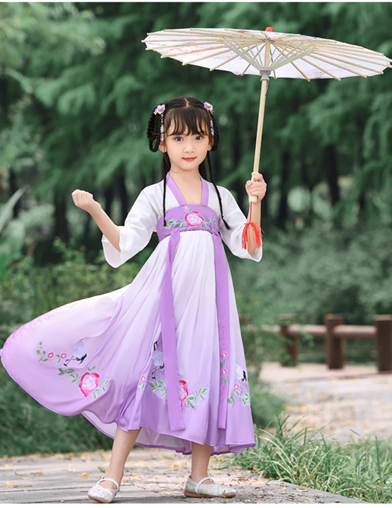 Hanfu girls 2020 new children's costumes chest-length skirts Hanfu Chinese style Tang students costumes Super fairy Hanfu dress