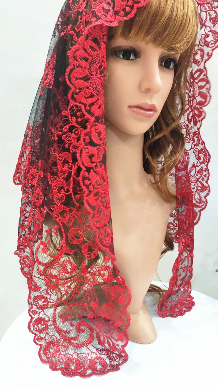 2020 New Design Embroidery Spanish Lace Mantilla Catholic Veil Factory