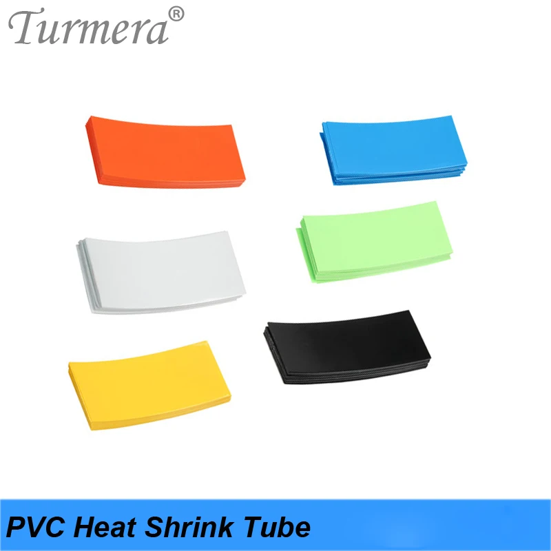 Turmera-Tubo termorretráctil de PVC, envoltura de batería de litio 100, tamaño de 18650mm, reemplazo de tubo para cigarrillo electrónico Mod, DIY, 7 colores, 18,5 piezas