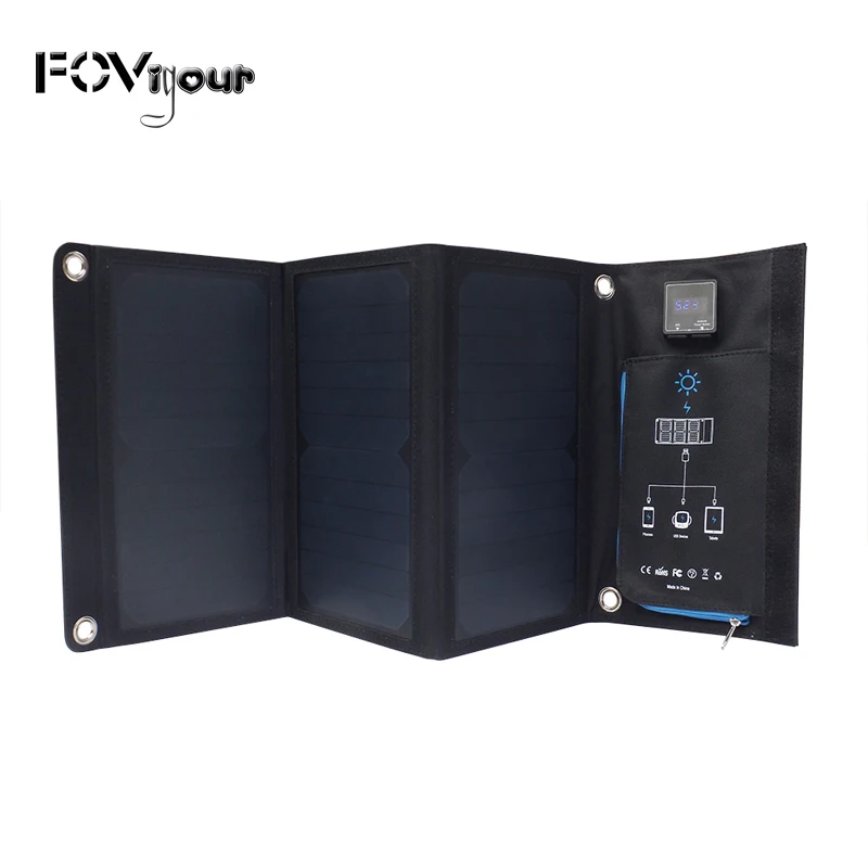 

Fovigour 21W Solar Charger with 2-Port USB Charger with High efficiency Sunpower Solar Panel Cell for Phone and USB Devices