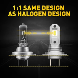 AUXITO 2 قطعة H7 LED لمبات المصابيح الأمامية صغيرة الحجم بدون مروحة لاسلكية للمصباح الأمامي للسيارة CSP LED H7 لمبة تلقائي 6500K زاوية شعاع 360 درجة أفضل 6 مبيعات مصباح جيتا الأمامي الأصلي - رقم 3