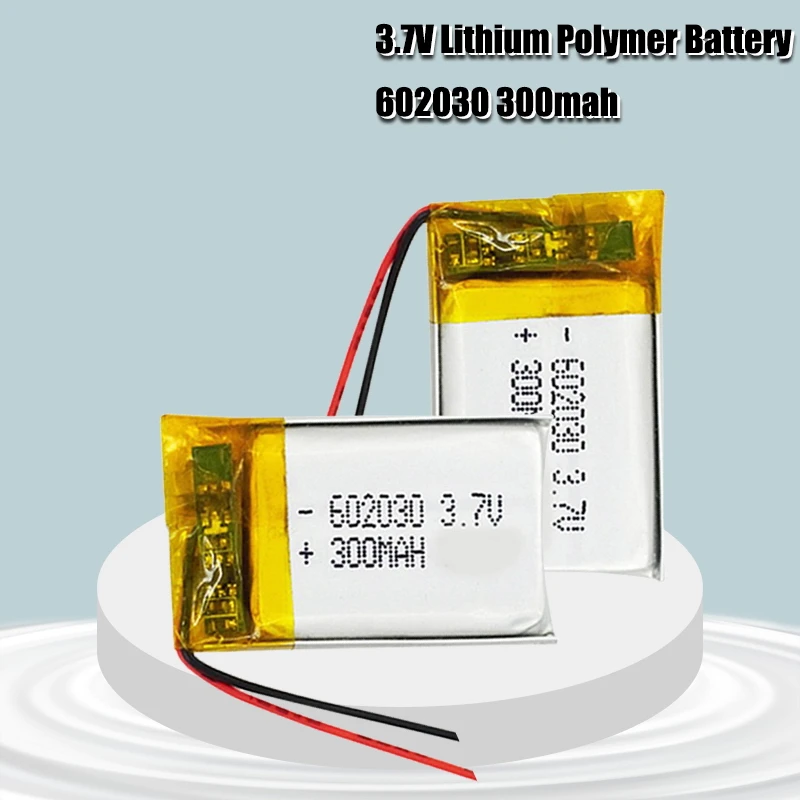 602030 mini Lipo Rechargeable Lithium Battery 300mAh 3.7V Bluetooth MP3 Wireless Card Audio Recorder Li-ion Cell Batteries