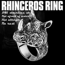 BEIER  stainless steel rhinoceros man punk personality ring Gothic unique fashion new arrival animal jewelry party Gift BR8-612