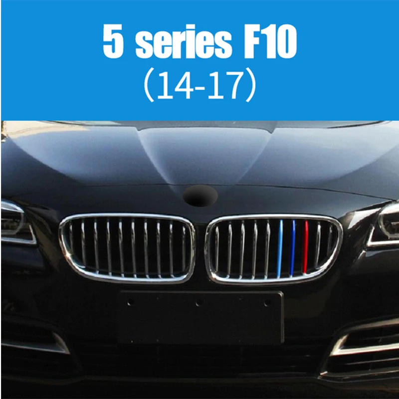3pcs ABS Car Grille Sticker Strip Cover Trim Clip For BMW 5 Series E39 E60 E61 F10 F11 F07 G30 G31 GT GT5 M style Accessories