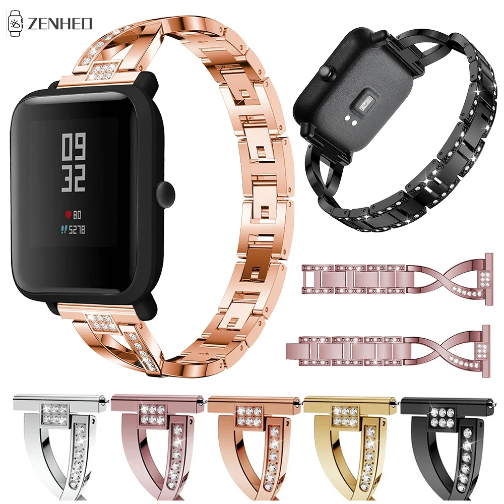 

20mm 22mm Rhinestone Strap For Huami Amazfit Bip Lite GTS GTR 4//3/2 Smart Watch Band for Samsung Galaxy Watch 42mm 46mm